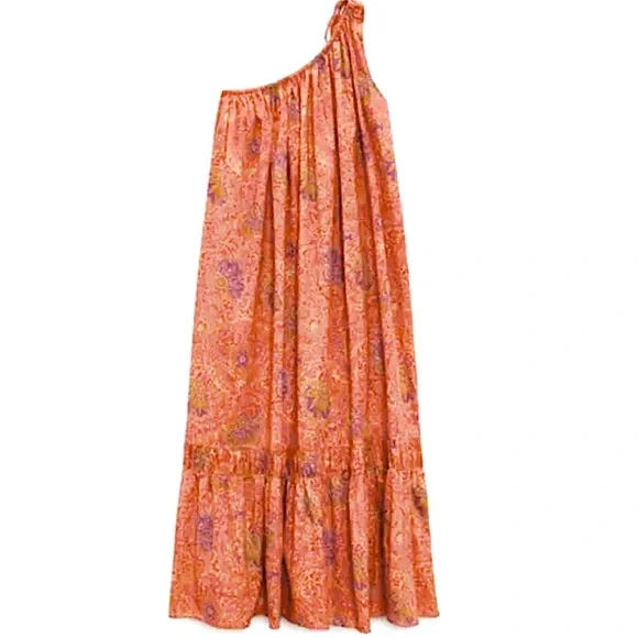 zara orange asymmetric dress Babydoll Dress Orange – ATTIRE THE STUDIO main image 1